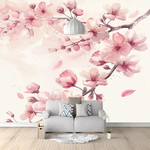 Motivtapete Fototapete Blumen Sakura-Baum Rosa Tapete Fototapete Vlies Wand Tapete Wandbilder Wohnzimmer Schlafzimmer Kinderzimmer Dekoration Moderne Wanddeko 350 (B) x 256 (H) cm