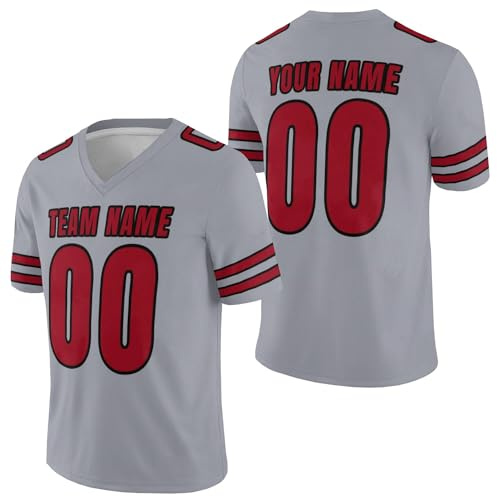 AIFLM Personnalisé T-Shirt Sport Maillot de Football Américain Personnalisable avec Logo Prénom Homme Femme Enfant T-Shirts Manches Courtes à Séchage Rapide, S-5XL
