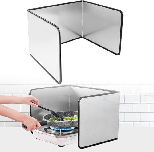 Beler Spritzschutz Küchenrückwand, 76x29x30Cm 4 Seitiger Spritzschutz Küche Faltbar, Anti Splatter Shield mit Antihaftbeschichtung für Küchen, Herd, Pfanne, Wand (S(39x29x30cm))