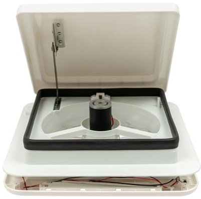 Kazafa Ventilatore da tetto per camper, 12 V, con luce a LED, ventilatore, per lucernario, ventilatore inverso, silenzioso, per camper con zanzariera