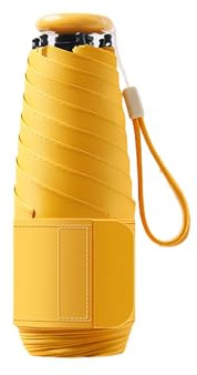 Mini Reise Regenschirm mit Mikroknopfgriff&5cm Klettverschluss für Damen Herren Kinder-Klein Kompakt Sonnenschutz Taschenschirm,6Rippen,Teflon Beschichtung,UV Schutz,Regen,Tasche,Schulranzen