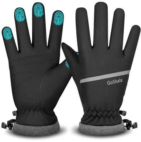 GoSkala Thermal Gloves for Men Winter Warm Gloves for Women Windproof Water-Resistant, Touchscreen Running Cycling Gloves for Cold Weather Outdoor Sports,Black,S