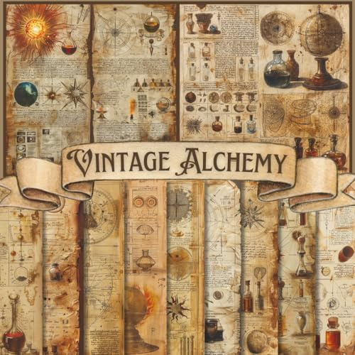 Vintage Alchemy Scrapbook Paper Craft Pad: 12 Alchemist Designs, 36 Double-Side Sheets Printed on 8.5x8.5 Size Paper. Perfect for Cardstock, Card ... Junk Journal, DIY Project, Album Etc.
