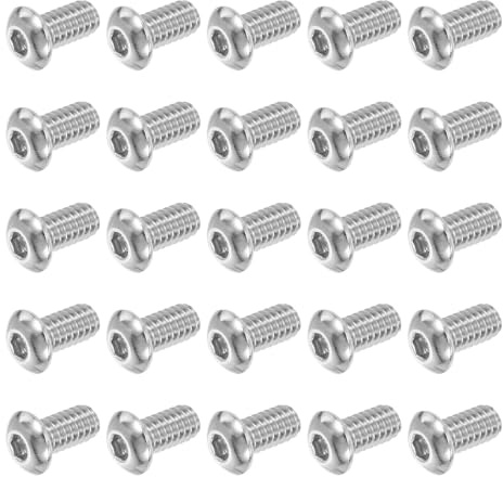 PATIKIL Viti A Testa Bombata Con Innesto Esagonale, 25 PZ 1/4-20 UNC X 1/2 Pollice 304 Acciaio Inox Guida Esagonale Filettatura Completa Bulloni Macchina Per Mobili Pompe Acqua, Argento