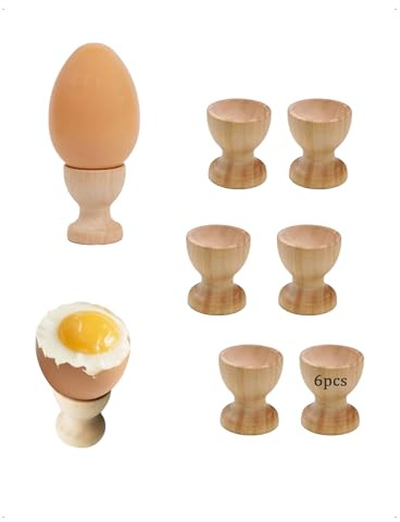 SanKristo 6 Pezzi Portauova in Legno, Rotondi Porta Uova di Alta qualità, Portatile Portauovo alla Coque, Infrangibili Articoli da Cucina Fai da Te Creativo per Casa, Cucina, Ristorante