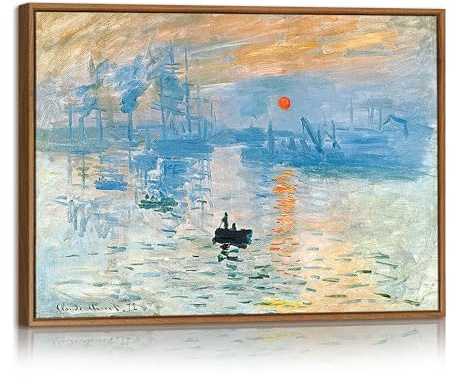 Quadri Moderni con Cornice Monet Impressione Alba Stampe da Parete Riproduzione Paesaggio Marino All'alba Quadro Viaggio Oceanico Astratto Stampa Su Tela Decor per Soggiorno Camera da Letto 30X40cm