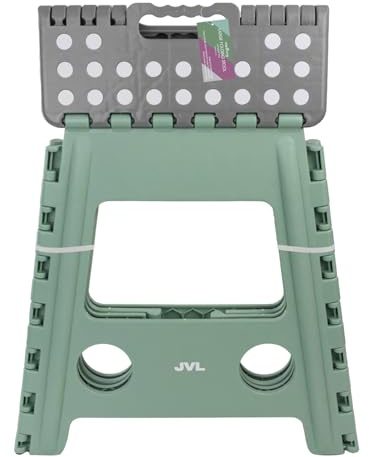 JVL Large Folding Step Stool – Heavy-Duty, Kitchen, Bathroom, Multi-Purpose – Green