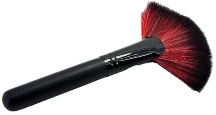 1 st sminkborste för fläkt, trähandtag mjuk borst puderborste, för markering, rodnad och brons, lång 18 cm, mjukt syntetiskt fiber, kosmetiskt verktyg, ansiktspulver, 18 cm trähandtag