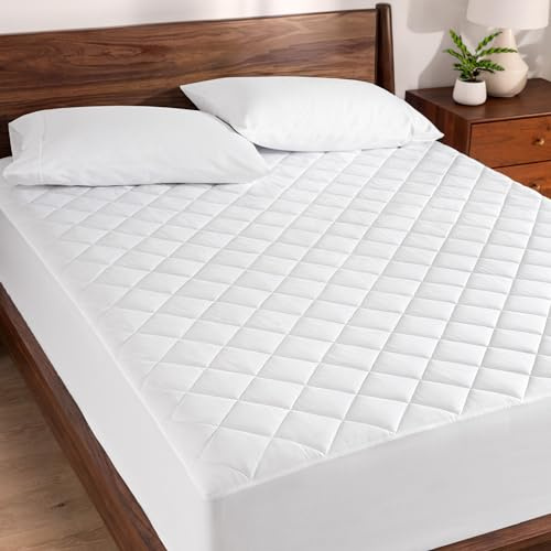 Bare Home Quilted Fitted Mattress Pad (Queen, White)