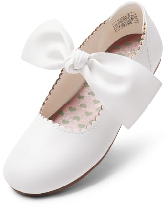DREAM PAIRS Kids Cute Mary Jane Flats,Size 7 Little Kid,White