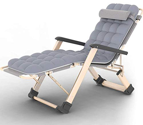 TGTGH Liegestuhl Reclining Recliner, Mit Dicken Wattepad Tragbare Schwerelosigkeit Klappbett Doppel Oxford Tuch Sonnenliege (Color : Gray)