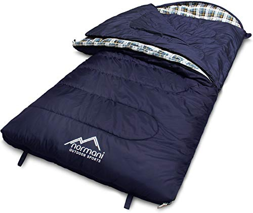 normani 4-in-1-Funktion Extrem Outdoor Schlafsack 'Antarctica' aus Nylon Rip-Stop mit 500 + 250 g/m² Hollow Fiber Füllung 220 x 90 cm Farbe Dunkelblau Größe Rechts