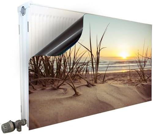 Smagnon Magnet Heizkörperverkleidung, Schnelle & Stylische Heizungsabdeckung ohne Bohren, Heizkörperverkleidung Heizungsverkleidung, Heizkörperfolie, Motiv Strand-Gras (60, 70)