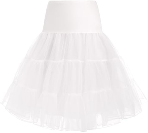 ODIZLI Short Petticoat Skirt Women 50s Petticoat Skirts Knee-Length Tutu Crinoline Slips Underskirts Hoop Skirt Retro Crinoline High Waist Knee Swing Skirt Lady Lolita Petticoat White S