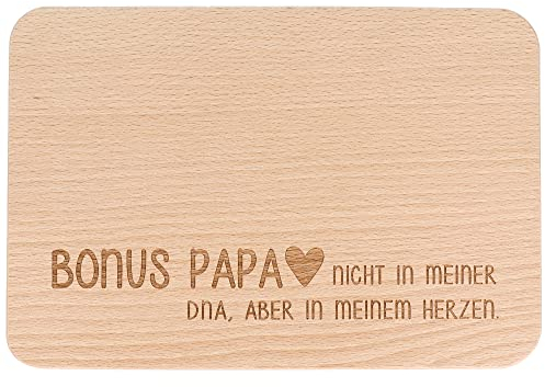 Spruchreif | Frühstücksbrettchen mit Gravur Bonus Papa | Geschenk für Stiefvater Papa zum Vatertag