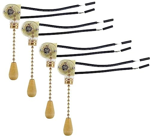 Interruttore a Tirante, Interruttore a Catena, Pull Cord Interruttore della Luce, Per Applique da Parete a LED, Ventilatore da Soffitto, Lampada da Bagno, 4 Pezzi