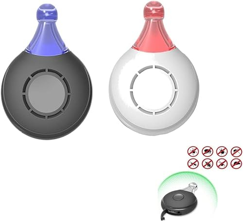 EHOTER 2 Stück Ultraschall Floh Zeckenvertreiber Tragbarer Mückenvertreiber USB-Wiederaufladbarer Elektronischer Insektenvertreiber Gegen Flöhe Zecken Lausbekämpfung für Hunde Katzen (Weiß+Schwarz)