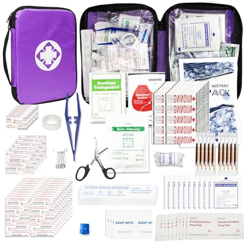 First Aid Kit 300PCS Car Home Camping Essentials Purple 1st Aid