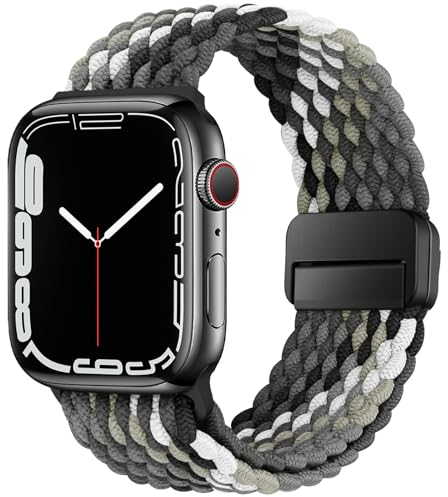 HITZEE Compatible con Correa Apple Watch 49/46/45/44/42/41/40/38mm, Correas Elástica con Cierre Magnético Diseñadas para Apple Watch Ultra 2 Serie 10 9 8 7 SE 6 5 4 3 (42/44/45/46/49, N- Chocolate)