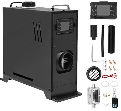 Jacgood Upgraded 12V 5KW Diesel Air Heater, 5kW Parking Heater Kit with Remote Muffler and LCD Display, Fast Heating for RV Truck, Boat, Bus, Car Trailer, RV(BLACK)