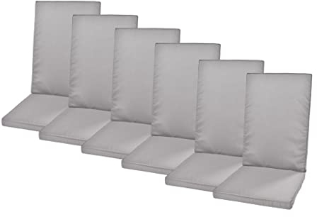 Rattanland® Gartenstuhlauflagen Hochlehner - Stuhlkissen Set - Wasserdichter Stoff - Sitzauflagen Hochlehner, Auflagen für Gartenmöbel, Hochlehner Auflagen, Sitzkissen für Gartenstühle (6, Grau)