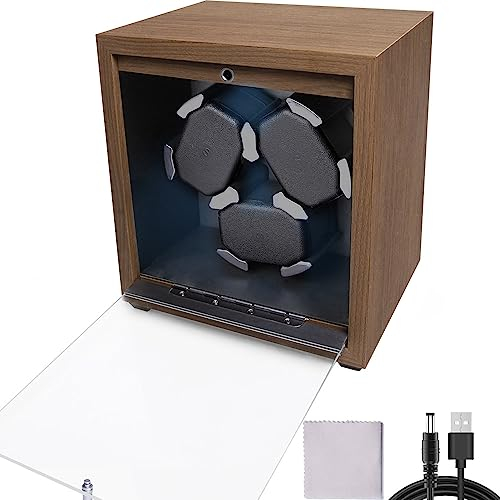 Gziztx Automatic Watch Winder 3 Slots for Mechanical Watch with LED Light, with 4 Modes