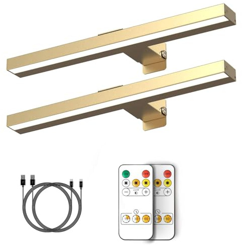 MIOBLUE Luci per quadri senza fili per parete, luce per pittura ricaricabile con telecomando, 40,6 cm, a batteria, dimmerabile, 3 modalità, luce magnetica da parete per opere d'arte, cornici bersaglio