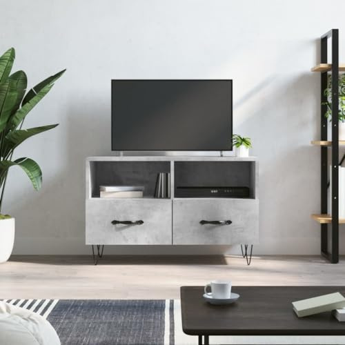 Homgoday TV-ställ plywood grå betong 80 x 36 x 50 cm, TV-skåp vardagsrum matsal soffbord TV musikutrustning garderob möbler TV-möbler Type6