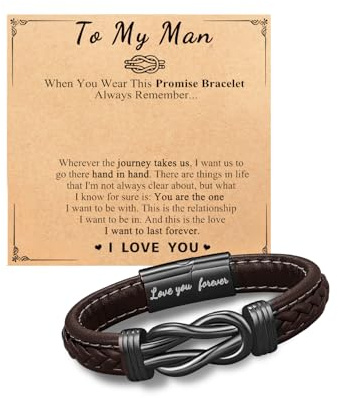 Herrarmband, läderarmband för män med ask Herrsmycken Läderarmband för män för honom Personliga presenter till pojkvän Maken Pappa Bror Son (Brun, till min man)