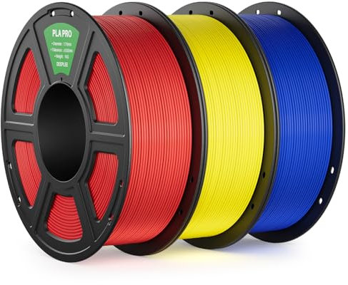 DEEPLEE PLA PRO Filament 1.75mm, Stärkere Zähigkeit 3D Drucker Filament, PLA Filament Maßgenauigkeit ±0.02 mm, Sauber gewickelt, Passend für die meisten FDM 3D Drucker, Rot Gelb Blau, 3KG