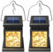 Set di 2 lanterne solari per esterni, da appendere, a LED, quadrata, 30 LED, luce bianca calda, resistente alle intemperie, giardino, balcone e terrazza, lanterna solare
