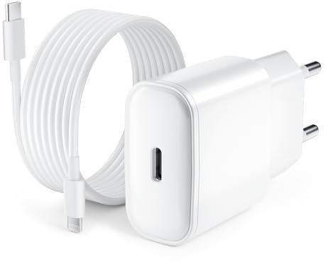 25W Caricatore for iPhone 14/14 Pro/14 Pro Max/13/13 Pro/13 Pro Max/12/12Pro/12 ProMax/11/11Pro/11 ProMax, Caricabatterie Rapido iPhone with 2M Cavo USB C- Lightning Spina Adattatore Alimentatore