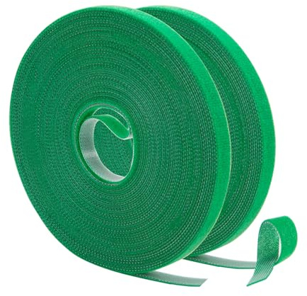 Yesaler Attaches de Jardin pour Plantes 14,56m Bande de Fixation Réutilisable 10mm de Large Vert pour Plantes Grimpantes Longueur Totale