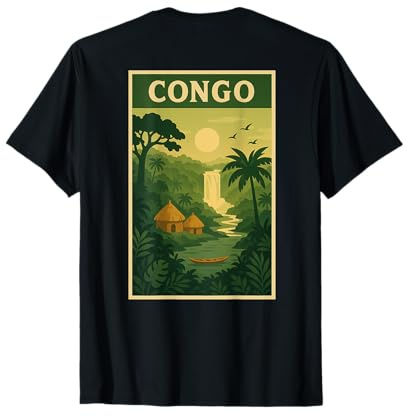 Congo Rétro Jungle Cascade Nature Africaine Cadeau Vintage T-Shirt