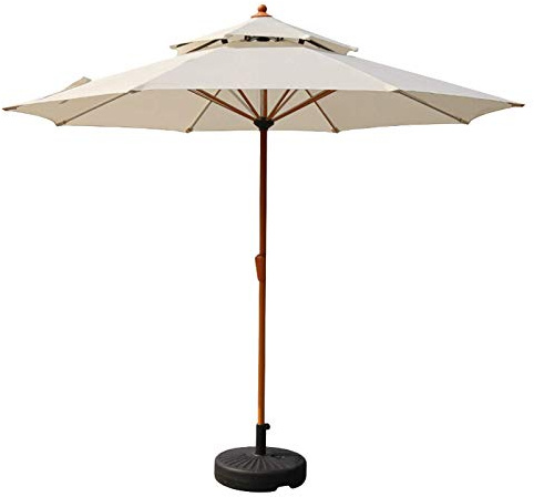 Parasol de jardín al Aire Libre de Patio, Paraguas de Mesa de Dos de Doble Capa/Paraguas de Mercado Grande con Costillas Ajustar la manivela, 2.7m/9 pies (Color: (Vino Tinto)