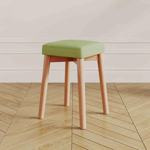 RiouPsithuric Portable Wooden Stacking Stools, 18 Backless Square Padded Stools With Anti-Slip Foot, Stackable Morden Counter Chairs For Home Office School Kitchen(Matcha)