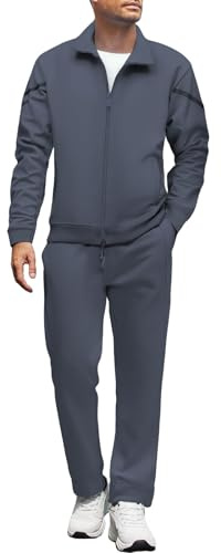 Generisch Tuta Sportiva da Uomo Invernale Monocromatica Tuta da Allenamento Tuta Baggy da Casa Felpa con Cappuccio e Pantaloni da Jogging Set Giubbotto Autunnale con Tasche Zip Completa Tuta da