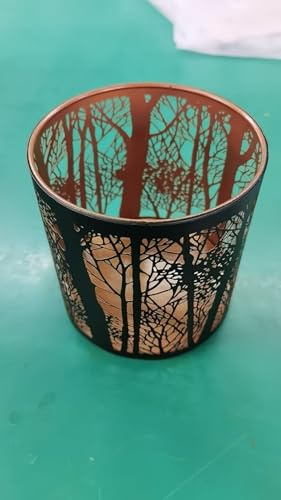 Set of 2 Tealight Candle Holder, Candle Holder with Pattern of Trees Forest, Romantic Mosaic Tea Light Holder Cup for Table Centerpieces, Christmas, Birthday Party, Home Decor