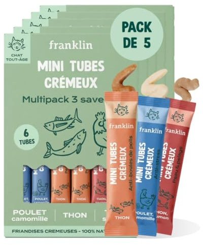 FRANKLIN – Tube Crémeux Chat – Multipack Creamy Snack – 30 Tubes x 15g