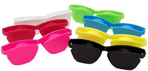SPORTS WORLD VISION 6PC Estuche para lentes de contacto con Diseño de gafas de sol | Porta lentes de contacto de colores con tapa abatible y diseño plano | Solución para lentes de contacto de viaje