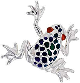 Nature d'Ambre Brosche Frosch Silber 925/1000, Bernstein und Emaille (312023)