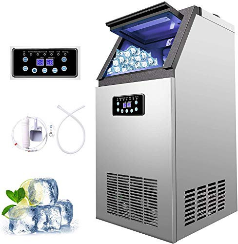 Z ZELUS Macchina per Il Ghiaccio Commerciale Fabbricatore Ghiaccio con Schermo LCD Macchina per Cubetti di Ghiaccio per Casa, Ufficio, Ristorante, Bar, Caffetteria (72.5kg/ 24 ore)