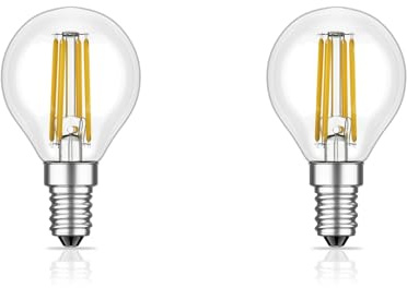 ledscom.de 2x E14 LED-lampa, G45, varmvit (2700 K), 4,5 W, 542lm, 3-stegs dimmer