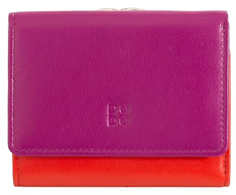 DUDU Portafoglio Donna Piccolo in Pelle RFID con Portamonete a Clic Clac Compatto 6 Porta Carte Tessere Fucsia