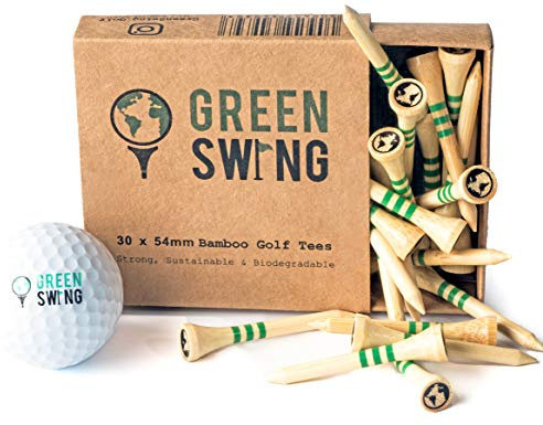 Green Swing Bamboo Golf Tees | Strong Sustainable Biodegradable | 30pcs | 38mm 54mm 70mm or 83mm (54mm | Medium | 30pcs)