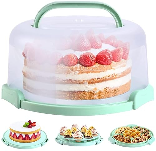 Ohuhu Boite Transport Gateau, Boite a Gateau avec Couvercle pour Gâteau de 10 Pouce, Cloche Gateau avec Base Double Face pour le Transport de Tartes Noix Fruits, Cadeau Parfait pour Femme