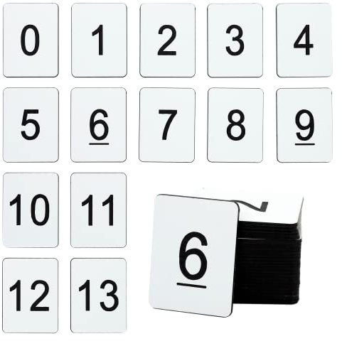 Etichette numerate in plastica, rettangolari (0-50, colore bianco)