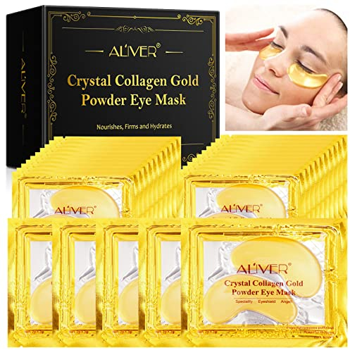 24K Gold Augenpads 10 Paar,Augenpads Gegen Augenringe,Reich Hyaluronsäure,Kollagen und B5,Feuchtigkeit Spendende,Anti Aging Eye Pads,Mindern Falten und Schwellungen,Dunkle Kreise
