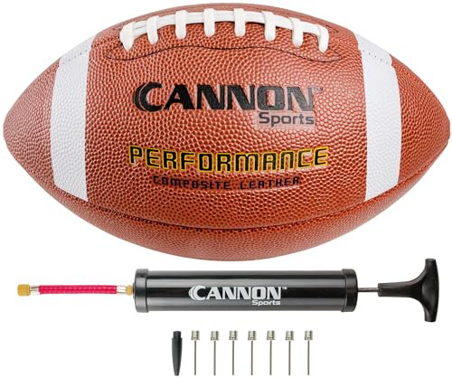 Cannon Sports Official Size Football - Composite Leather Football with Extra Grip & Durable Construction for All-Weather Play – Regulation Size Ball with Pump (Orange/White, Official)