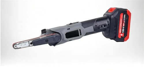 Ponceuse à bande sans fil compatible avec batterie Makita 18 V, 10 limes électriques de 330 mm, avec 3 bandes abrasives, 6 vitesses, lime à bande réglable à 35°, pour le polissage du bois et du métal